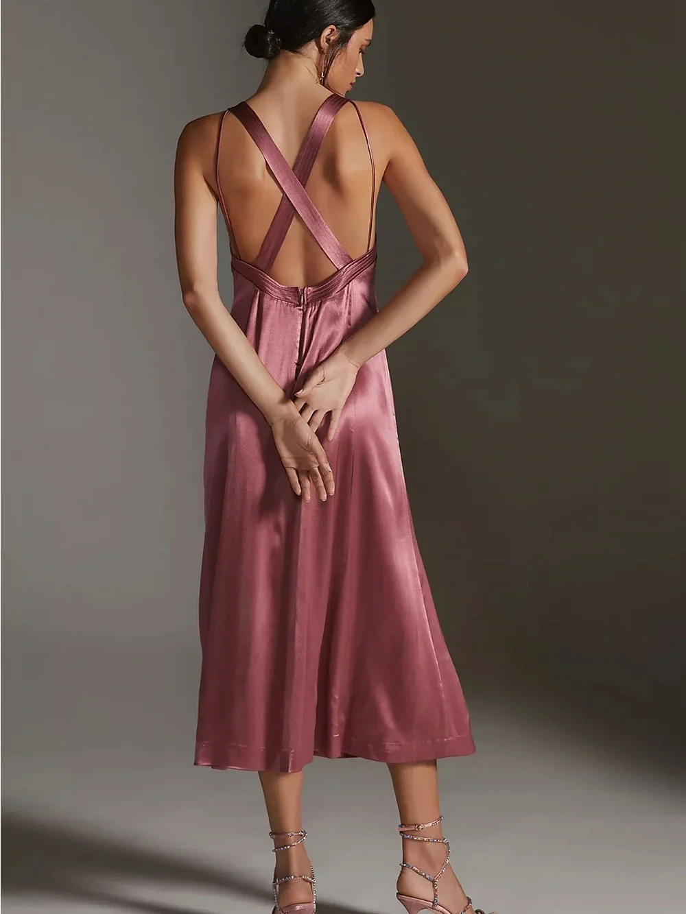 ✨ By Anthropologie Cross-Back Midi Dress – Size 6 | NWT ✨ - Picture 2 of 6